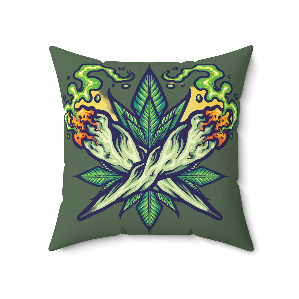 Cannabis Leaf Throw Pillow — Bold Graphic Decorative Cushion