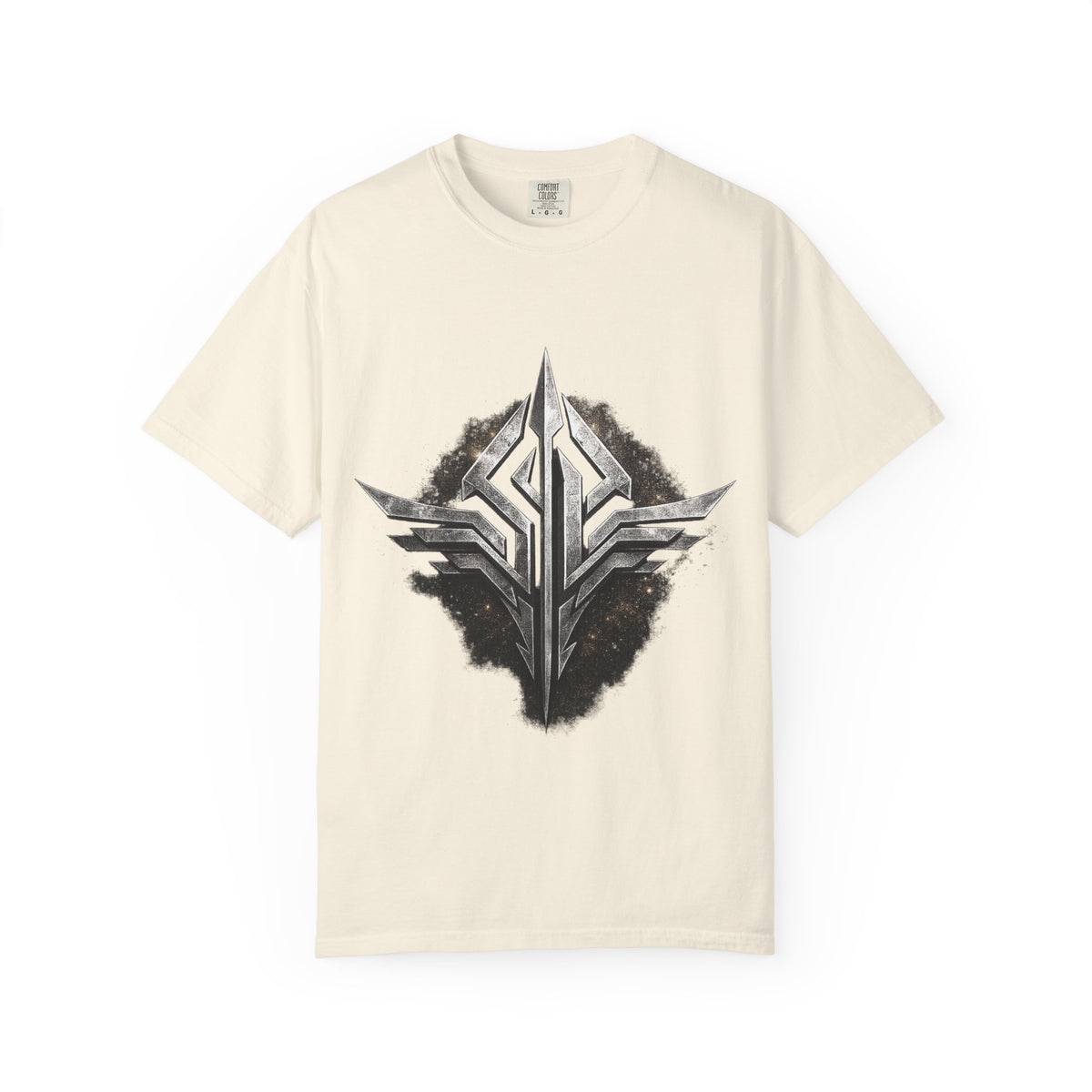 Futuristic Metal Emblem Graphic T‑Shirt